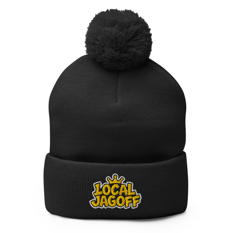 Black Crown Pom-Pom Beanie
